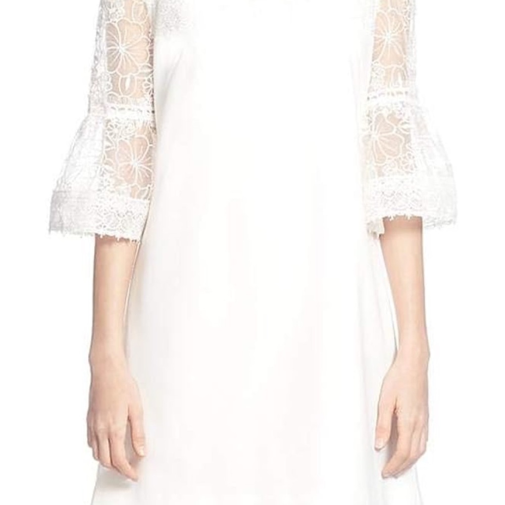 Catherine Malandrino White A-line Dress with 3/4 Bell Sleeves